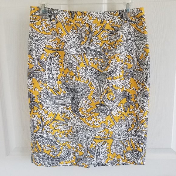 Yellow, White & Black Print Pencil Skirt - Picture 9 of 11